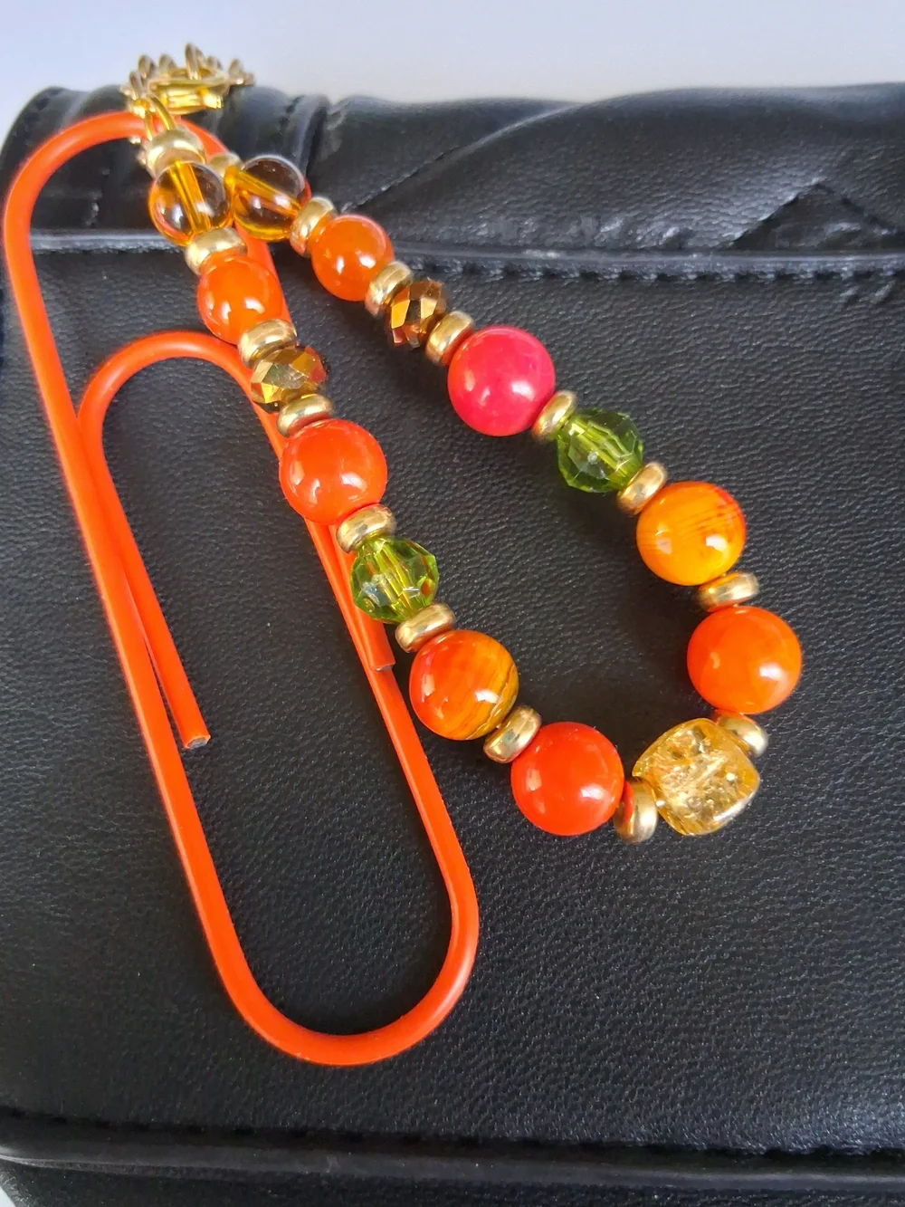 Fun School Bright Orange Paperclip Purse Charm or Keychain